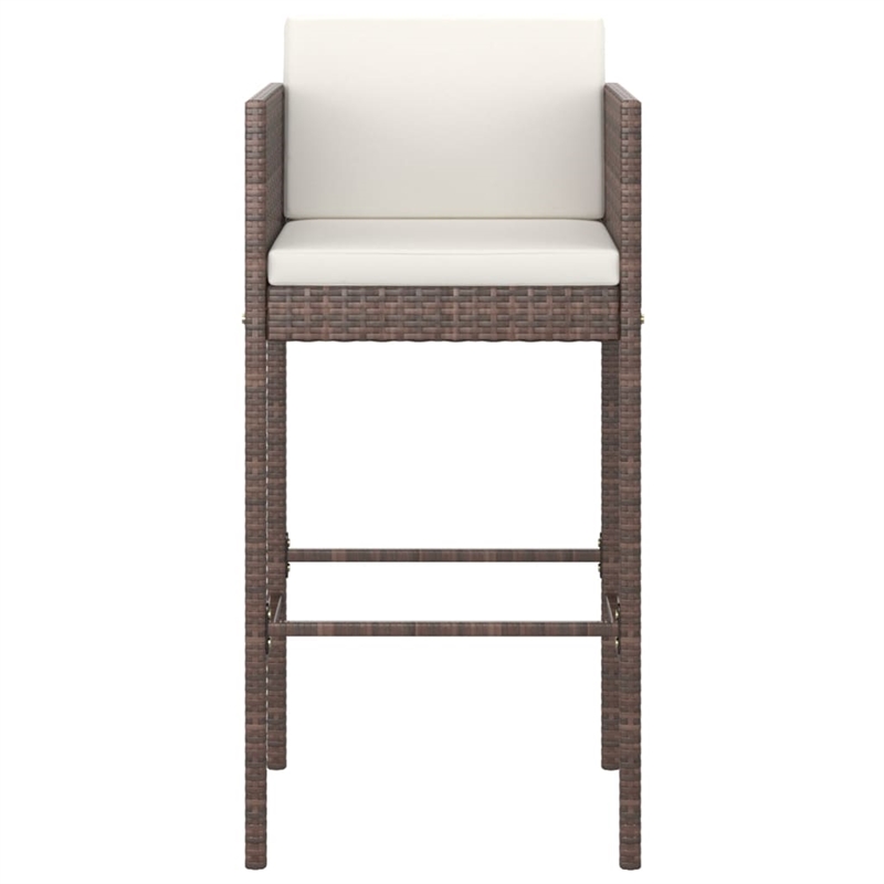 Pemberly Row 3 Piece Steel Outdoor Patio Bar Set in White/Brown/Cream