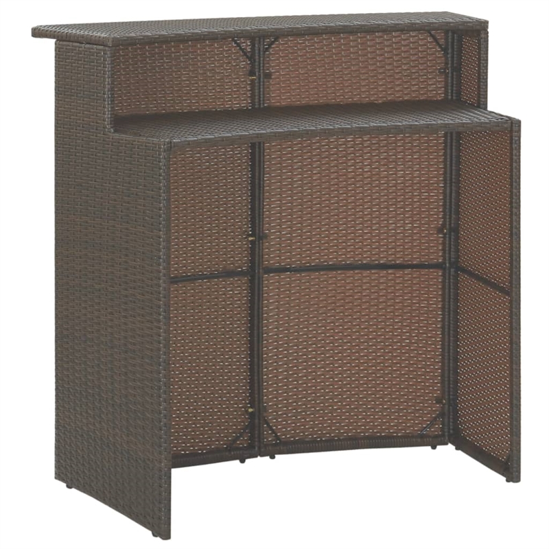 Pemberly Row 3 Piece Steel Outdoor Patio Bar Set in White/Brown/Cream