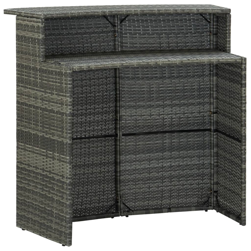 Pemberly Row Poly Rattan Large Outdoor Patio Bar Set in Gray