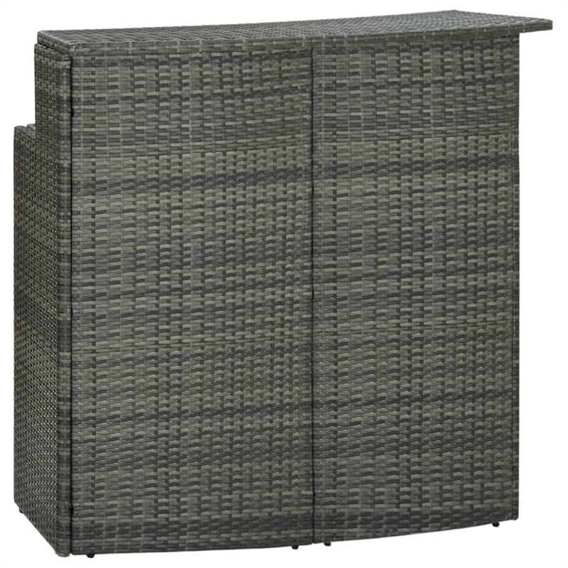 Pemberly Row Poly Rattan Large Outdoor Patio Bar Set in Gray