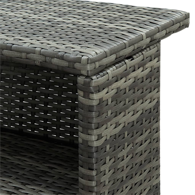 Pemberly Row Poly Rattan Large Outdoor Patio Bar Set in Gray