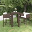 Pemberly Row 5 Piece Poly Rattan Small Outdoor Patio Bar Set in Brown
