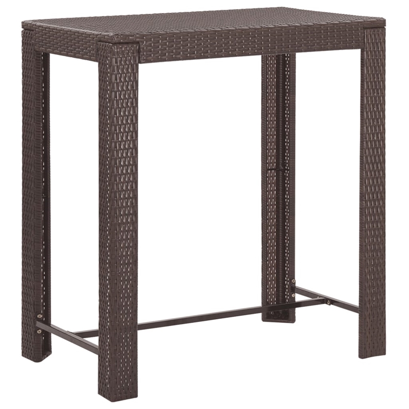Pemberly Row 5 Piece Poly Rattan Small Outdoor Patio Bar Set in Brown