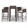 Pemberly Row 5 Piece Poly Rattan Small Outdoor Patio Bar Set in Brown