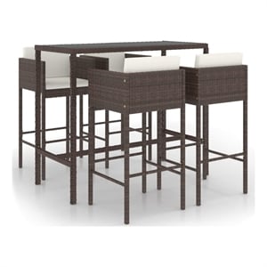Pemberly Row 5 Piece Steel Medium Outdoor Patio Bar Set in Brown