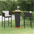 Pemberly Row 3 Piece Solid Acacia Wood Bar Set in Black/White/Cream