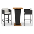 Pemberly Row 3 Piece Solid Acacia Wood Bar Set in Black/White/Cream