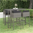 Pemberly Row 5 Piece Steel Outdoor Patio Bar Set with Cushions in Gray