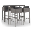 Pemberly Row 5 Piece Steel Outdoor Patio Bar Set with Cushions in Gray