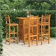 Pemberly Row 5 Piece Solid Acacia Wood Medium Bar Set in Brown