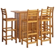 Pemberly Row 5 Piece Solid Acacia Wood Medium Bar Set in Brown