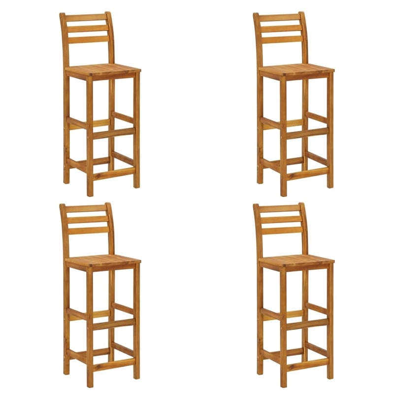 Pemberly Row 5 Piece Solid Acacia Wood Medium Bar Set in Brown