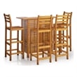 Pemberly Row 5 Piece Solid Acacia Wood Medium Bar Set in Brown