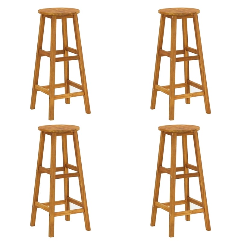 Pemberly Row Solid Acacia Wood Medium Outdoor Patio Bar Set in Natural