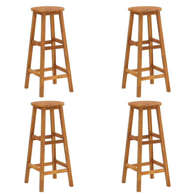 Pemberly Row 5 Piece Solid Acacia Wood Outdoor Patio Bar Set in Natural