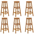 Pemberly Row 7 Piece Solid Acacia Wood Outdoor Patio Bar Set in Natural