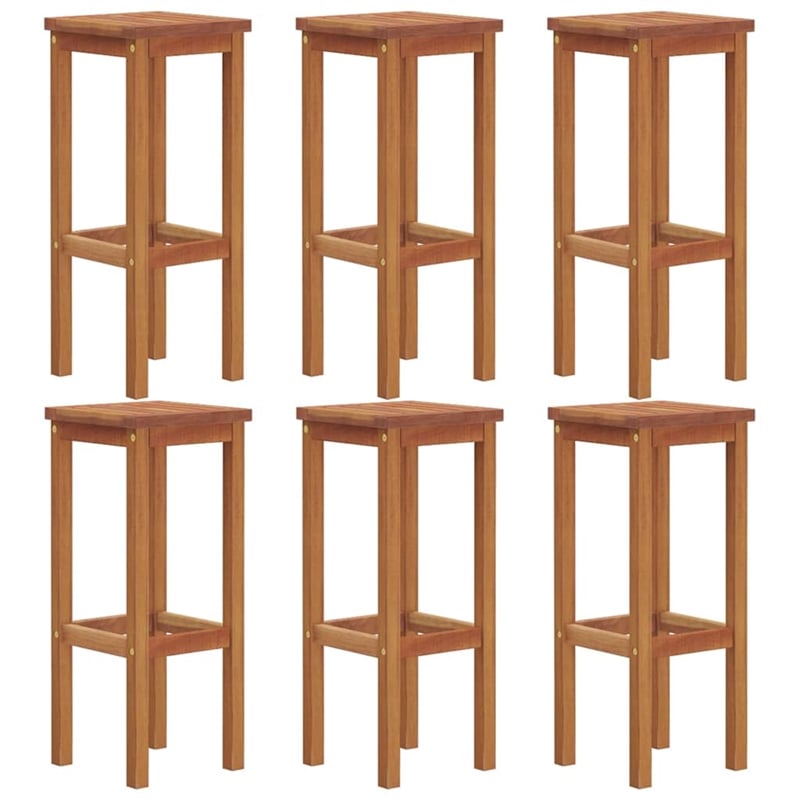 Pemberly Row Solid Acacia Wood Standard Outdoor Patio Bar Set in Brown
