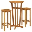Pemberly Row Solid Acacia Wood Medium Outdoor Patio Bar Set in Brown