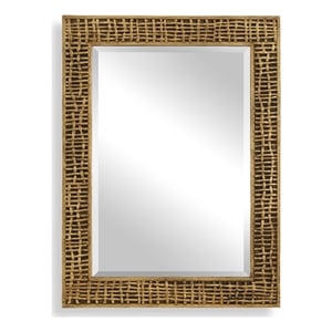Pemberly Row Woven In Time Antiqued Gold Leaf Mirror with Beveled Edge