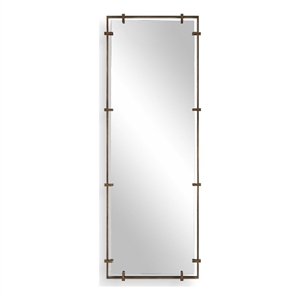 Pemberly Row Refined Iron Frame Full Length Floating Mirror in Dark Bronze