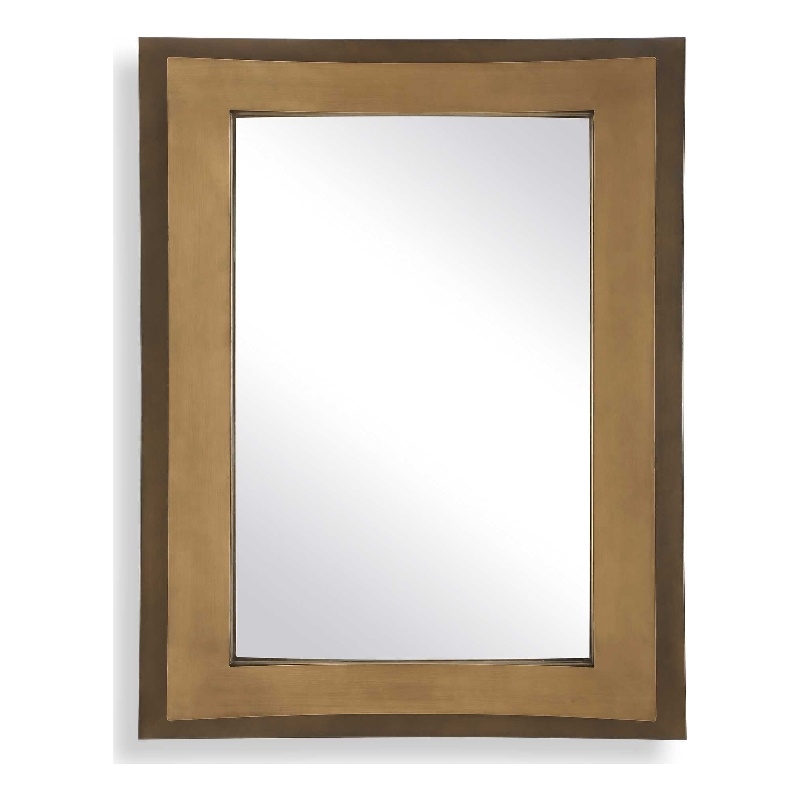 Pemberly Row 3D Curved Detail Rectangular Mirror in Golden Bronze