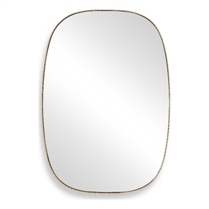 Pemberly Row Antique Elongated Scalloped Iron Frame Mirror in Gold