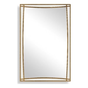 Pemberly Row Antique Gold Mirror with White Glass Inlays and Curved Lines