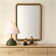 Pemberly Row Modern Stainless Steel Rectangular Mirror in Plated Brass