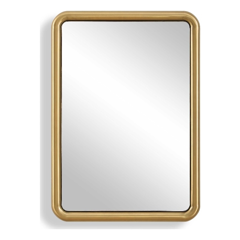 Pemberly Row Modern Stainless Steel Rectangular Mirror in Plated Brass