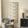 Pemberly Row Antique Gold Iron Frame Full Length Mirror with Geometric Overlay