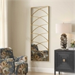 Pemberly Row Antique Gold Iron Frame Full Length Mirror with Geometric Overlay