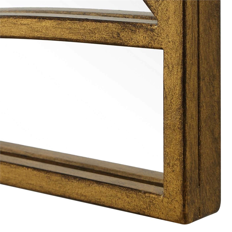 Pemberly Row Antique Gold Iron Frame Full Length Mirror with Geometric Overlay