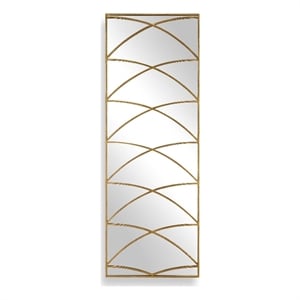 Pemberly Row Antique Gold Iron Frame Full Length Mirror with Geometric Overlay