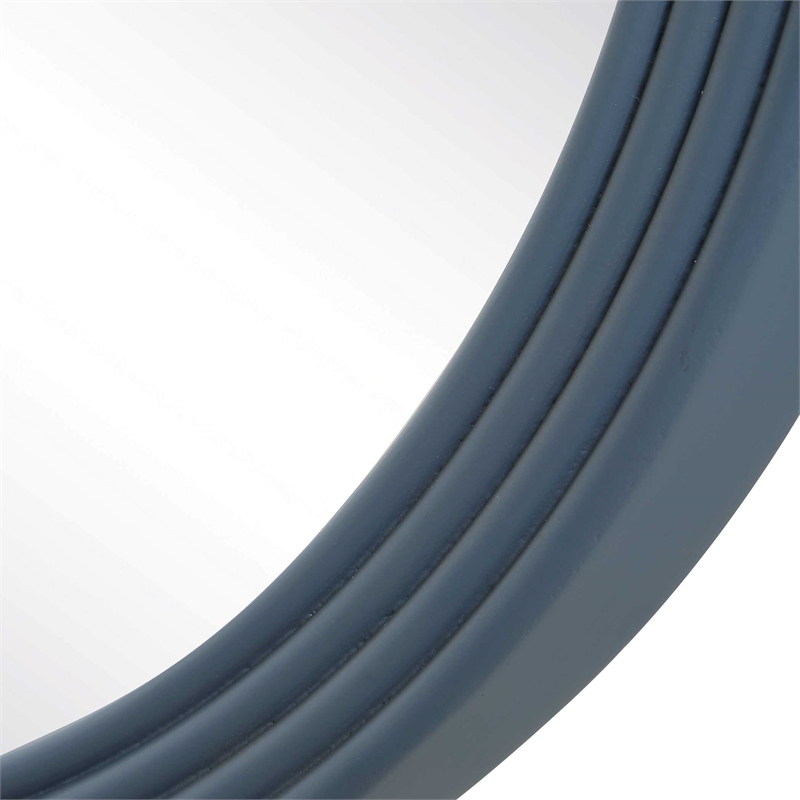 Pemberly Row 3-Piece Interconnected Round Ribbed Mirror Set in Blue Gray