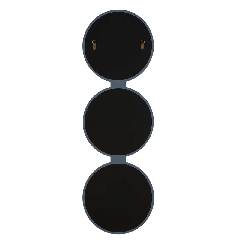 Pemberly Row 3-Piece Interconnected Round Ribbed Mirror Set in Blue Gray