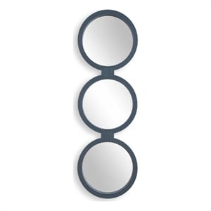 Pemberly Row 3-Piece Interconnected Round Ribbed Mirror Set in Blue Gray