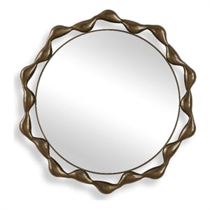 Pemberly Row Cast Iron Sculptural Profile Round Mirror in Warm Bronze