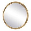 Pemberly Row Modern Stainless Steel Round Mirror in Plated Antique Brass