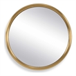 Pemberly Row Modern Stainless Steel Round Mirror in Plated Antique Brass
