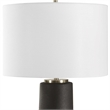 Pemberly Row Rustic Bronze Ceramic Table Lamp with Linen Shade in Black