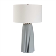 Pemberly Row Gracefully Sculpted Ceramic Table Lamp with Linen Shade in Blue