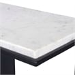 Pemberly Row Honed White Marble Accent Table with Iron Frame in Black