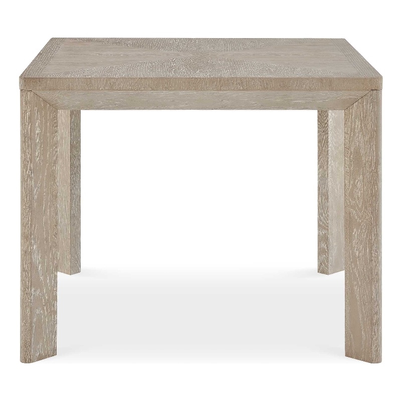 Pemberly Row Square Solid White Oak Parquet Dining Game Table in White