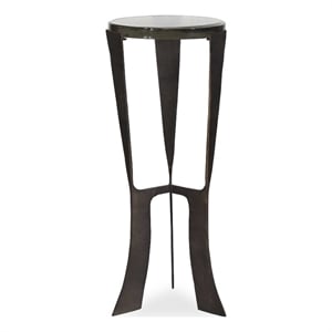 Pemberly Row Handcrafted Recycled Glass Dark Drink Table in Bronze