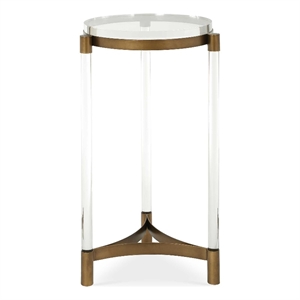 Pemberly Row Round Acrylic Accent Table with Bronze Iron Frame