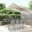 Pemberly Row 9 Piece Steel Outdoor Patio Bar Set with Cushions in Gray