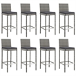 Pemberly Row 9 Piece Steel Outdoor Patio Bar Set with Cushions in Gray