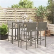 Pemberly Row 5 Piece Poly Rattan Small Outdoor Patio Bar Set in Gray