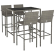 Pemberly Row 5 Piece Poly Rattan Small Outdoor Patio Bar Set in Gray