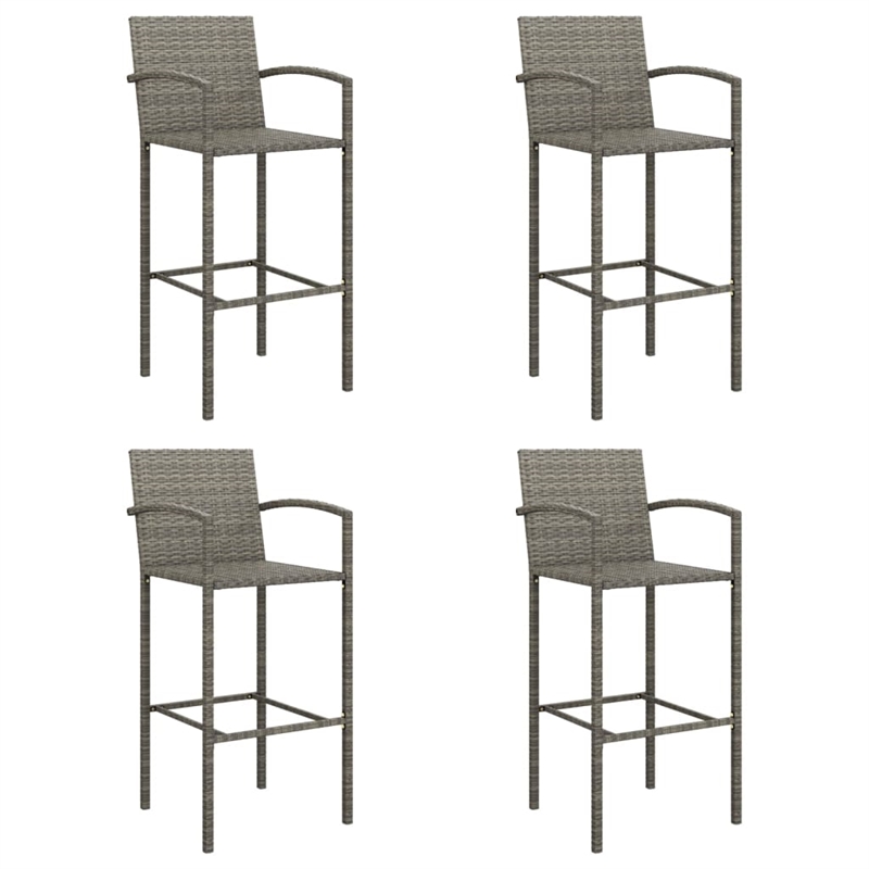 Pemberly Row 5 Piece Poly Rattan Small Outdoor Patio Bar Set in Gray